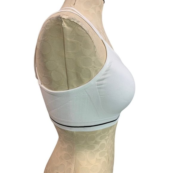 Small Reebok Rise Up Seamless Strappy Bra Sports New Stark White - Picture 4 of 10